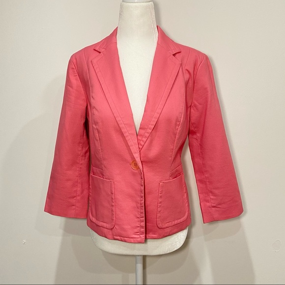 Talbot's Pink 7/8 Sleeve One Button Blazer Size 8 Petite - Picture 5 of 15